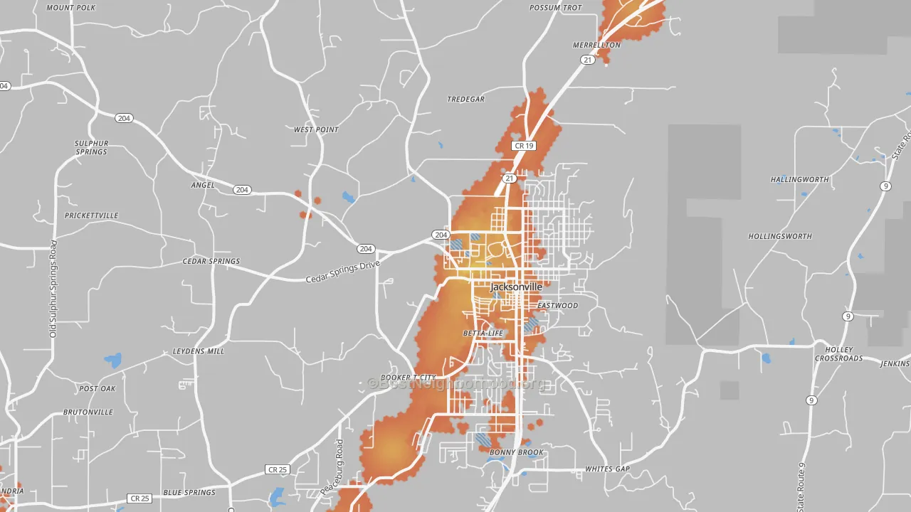Bike Grade map of Jacksonville, AL
