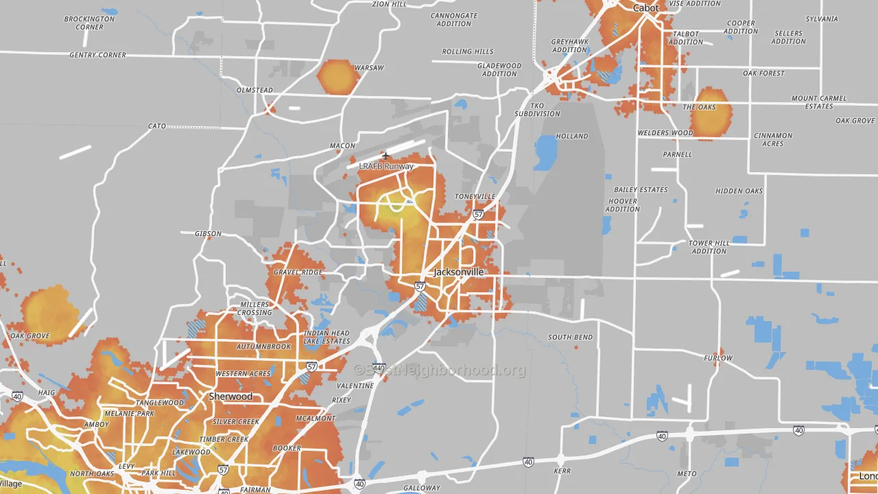 Bike Grade map of Jacksonville, AR