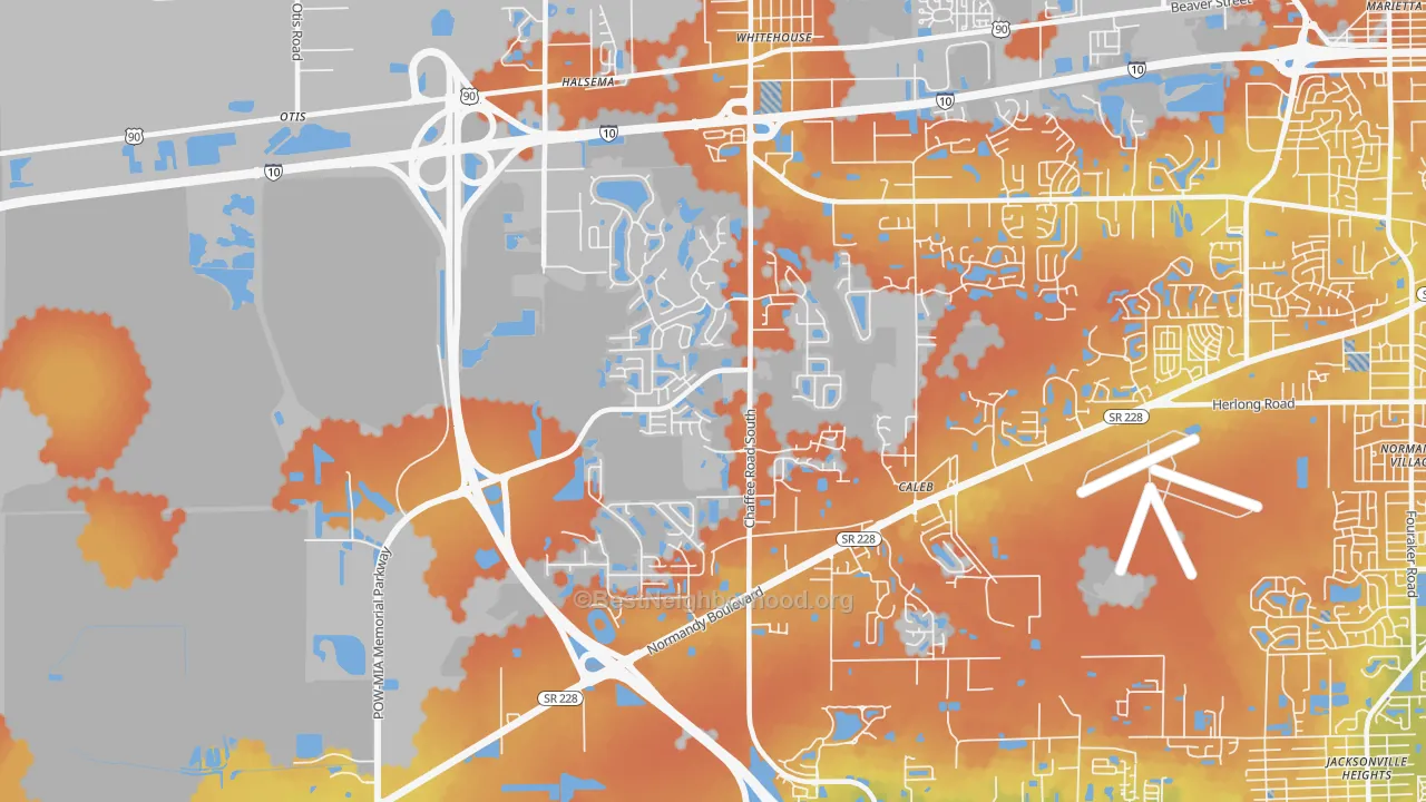 Bike Grade map of Jacksonville Farms-Terrace, Jacksonville, FL
