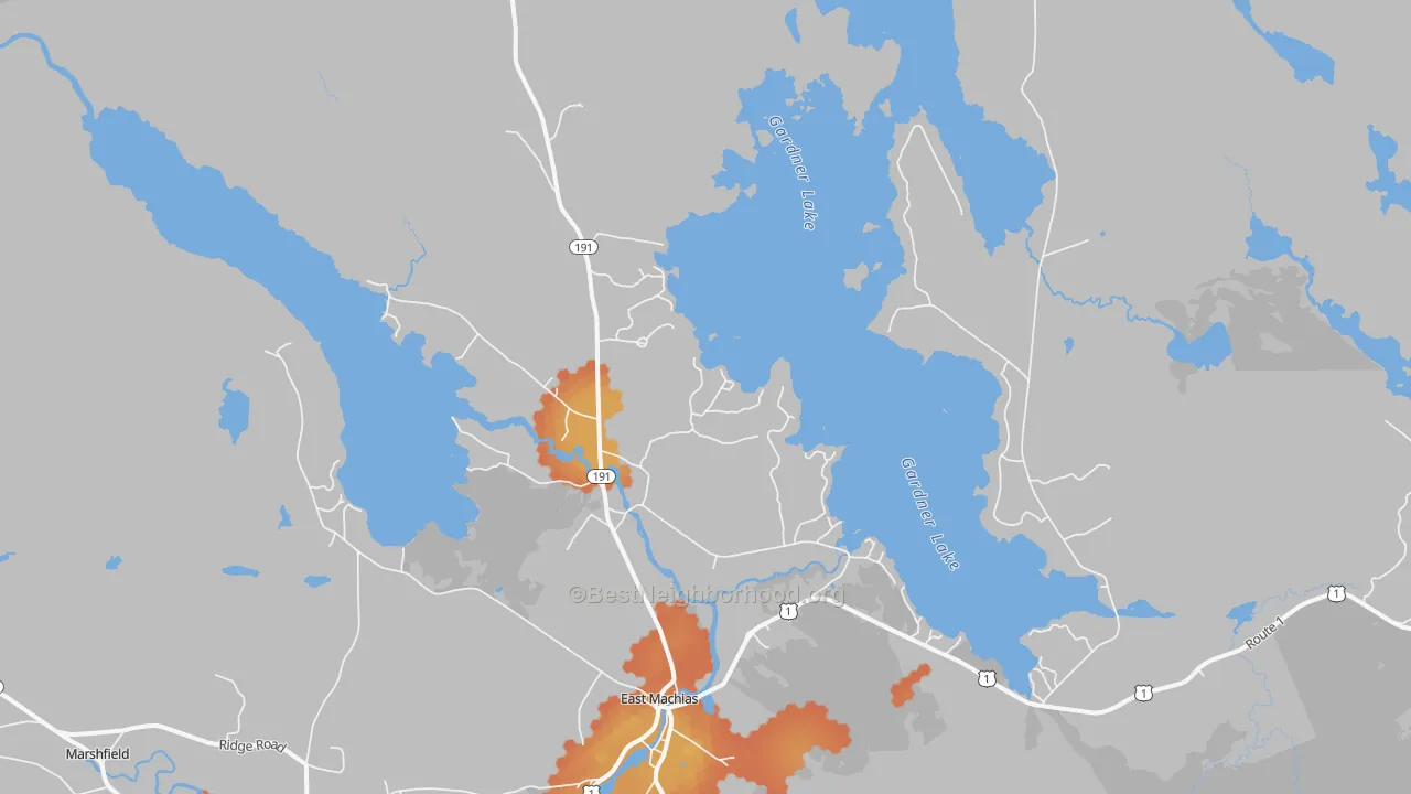 Bike Grade map of Jacksonville, ME