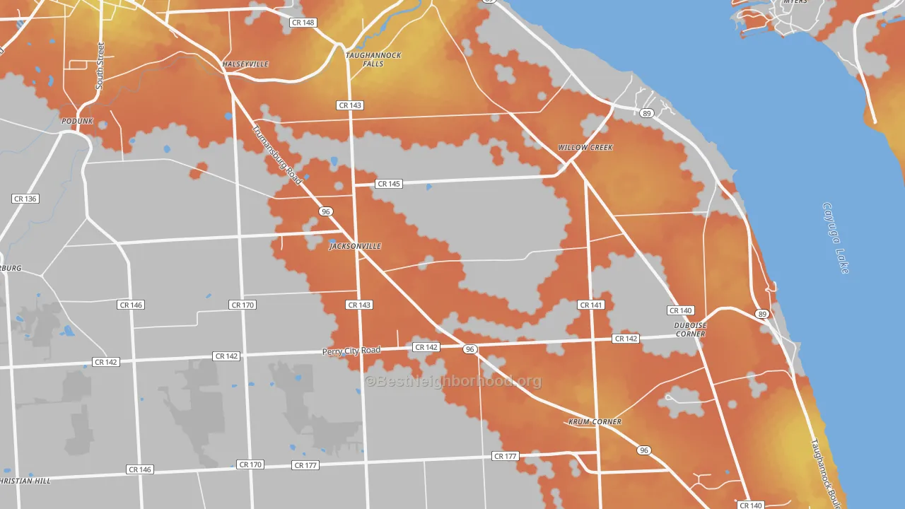 Bike Grade map of Jacksonville, NY