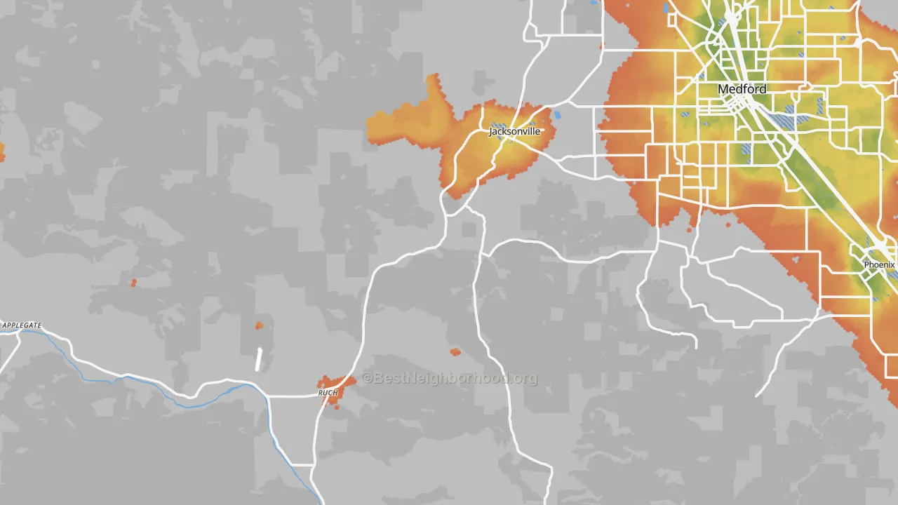 Bike Grade map of Jacksonville, OR