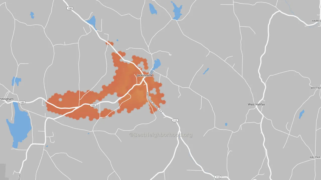 Bike Grade map of Jacksonville, VT