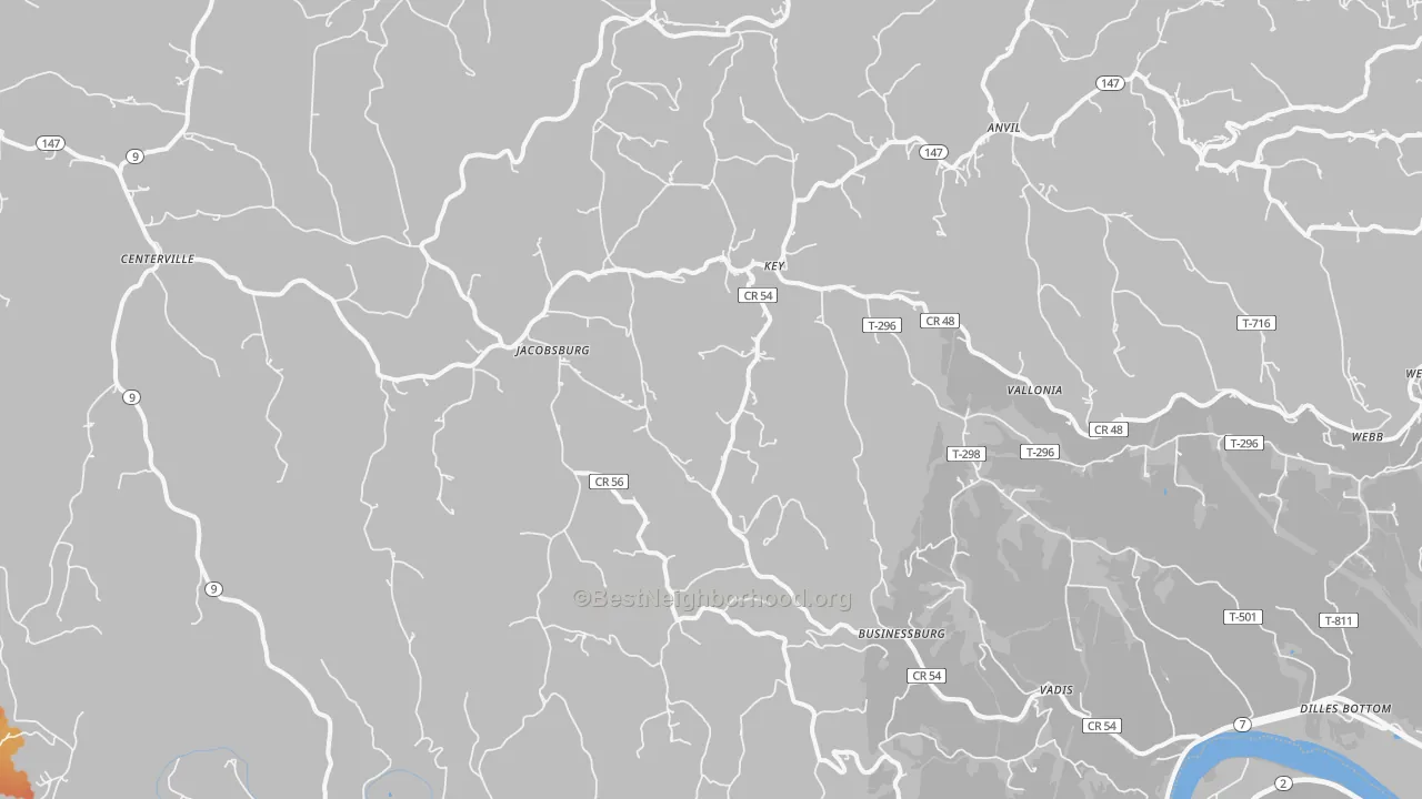 Bike Grade map of Jacobsburg, OH