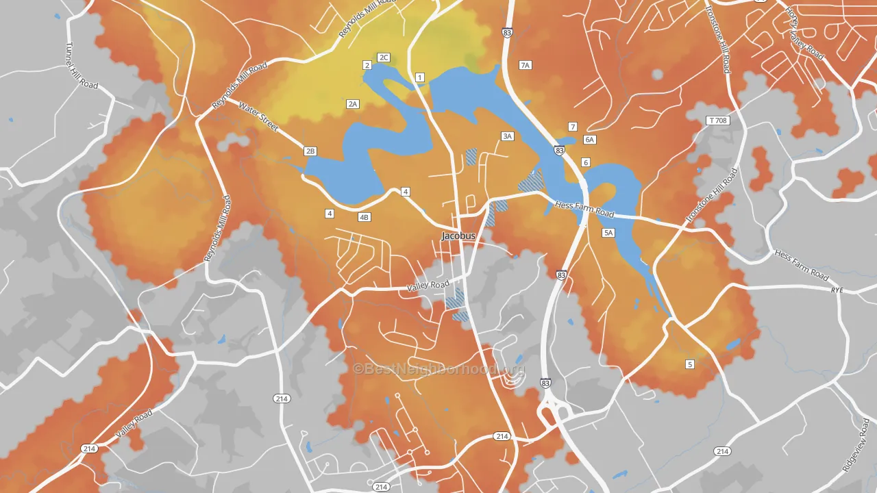 Bike Grade map of Jacobus, PA