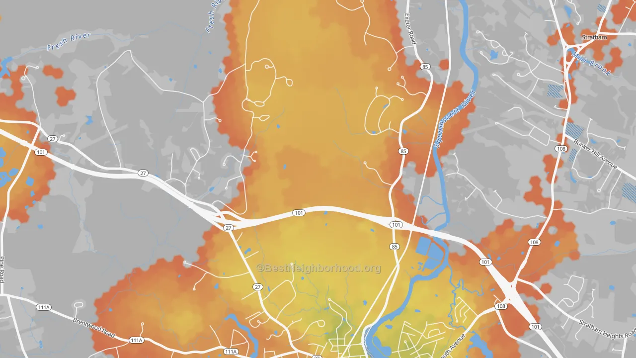 Bike Grade map of Jady Hill, NH