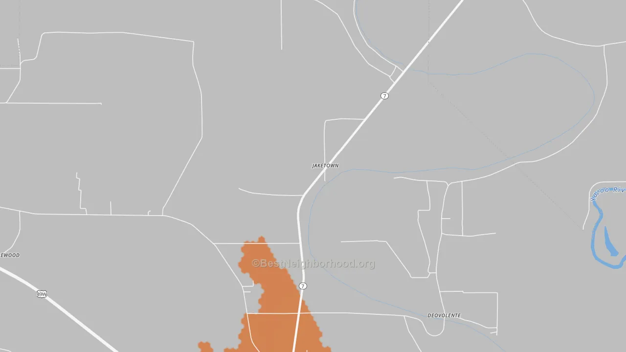 Bike Grade map of Jaketown, MS
