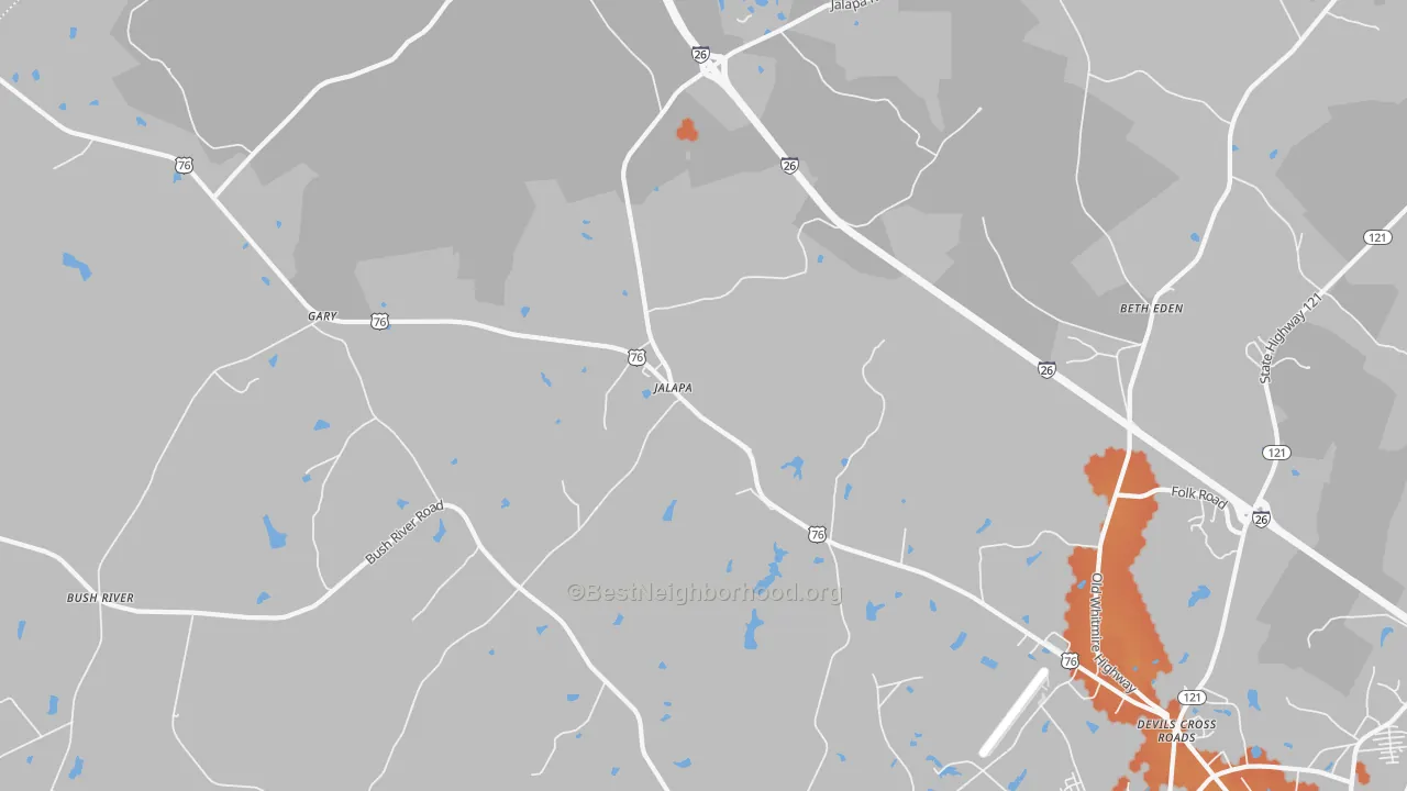 Bike Grade map of Jalapa, SC