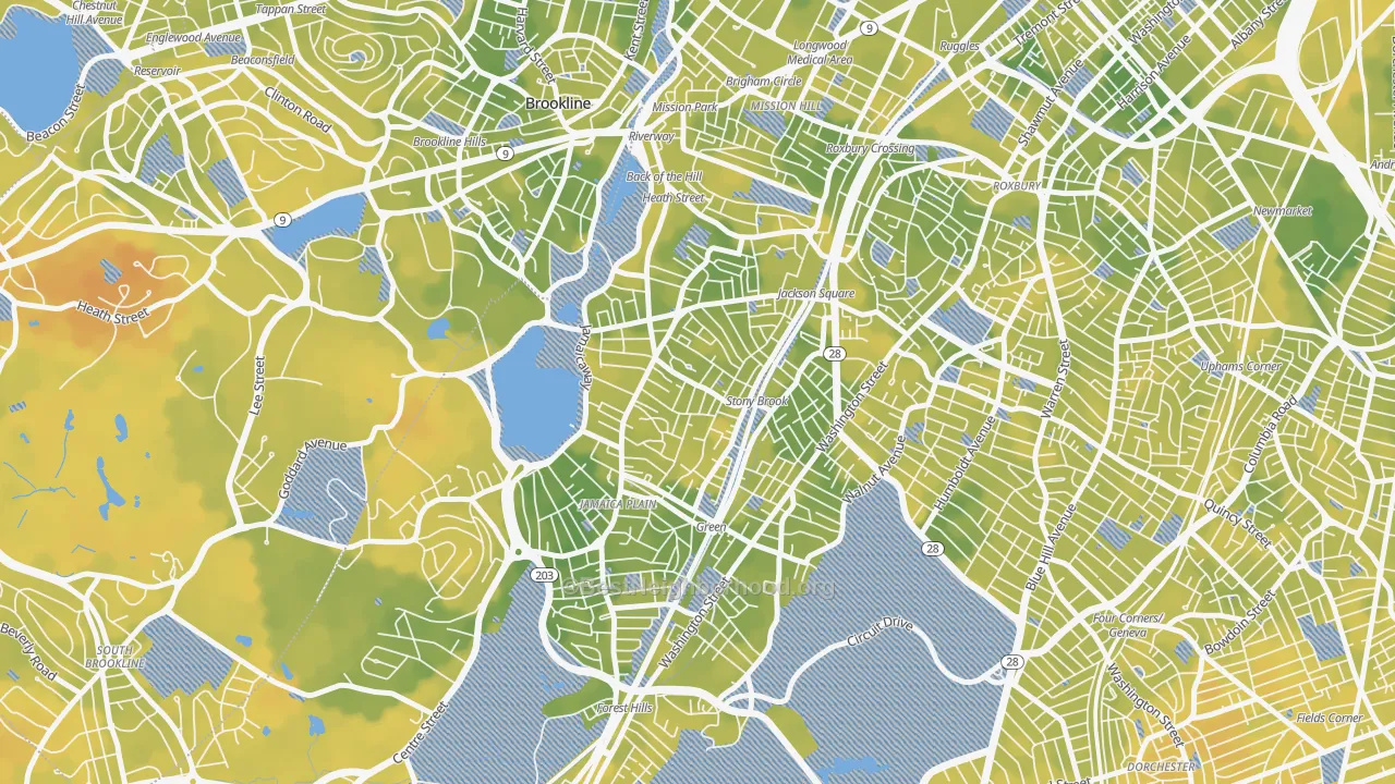 Bike Grade map of Jamaica Plain, MA