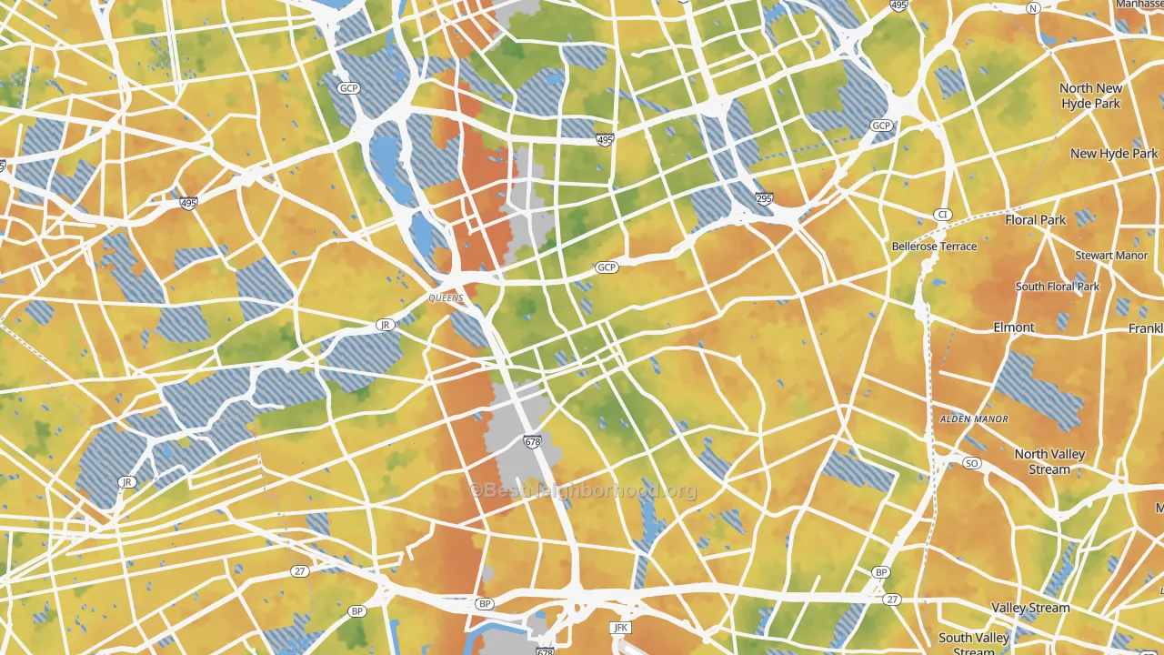 Bike Grade map of Jamaica, Queens, NY
