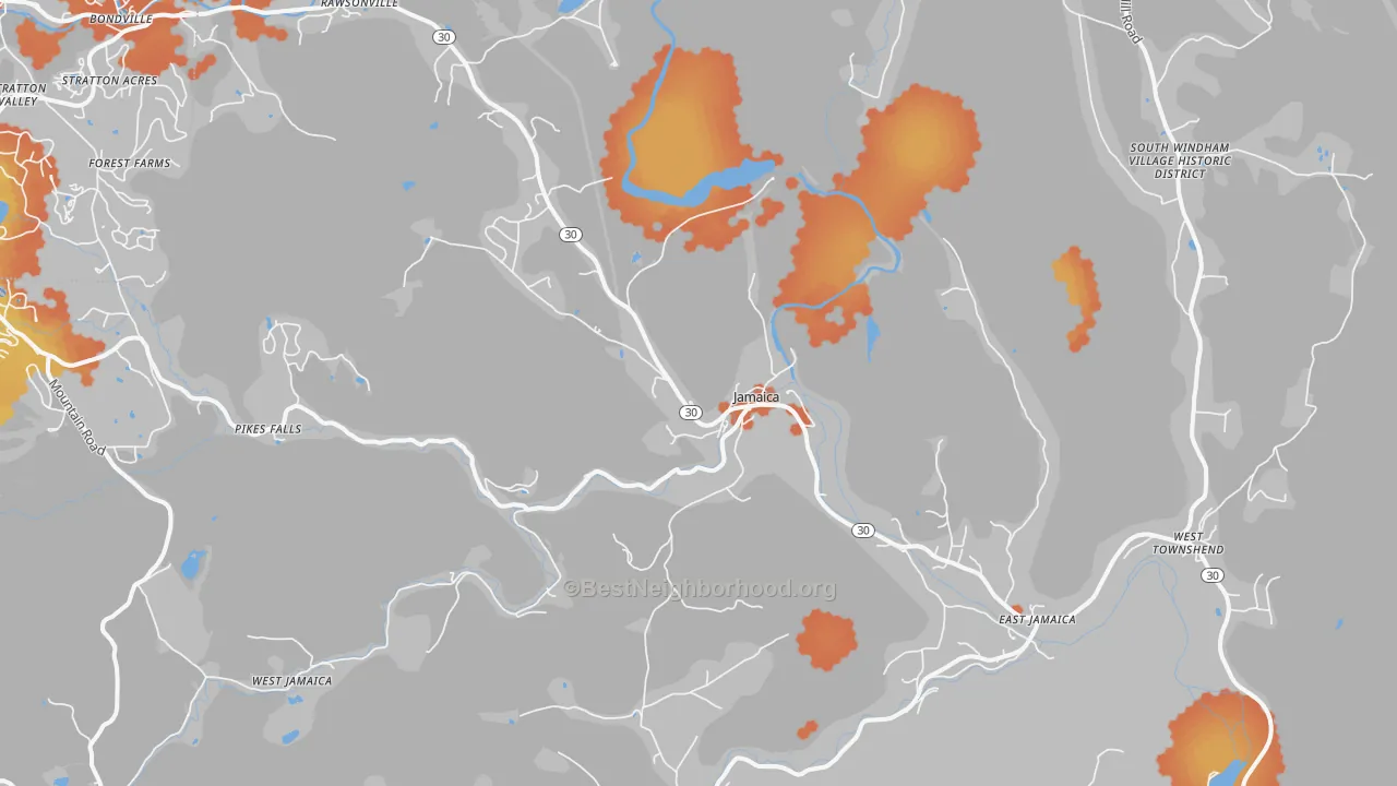 Bike Grade map of Jamaica, VT