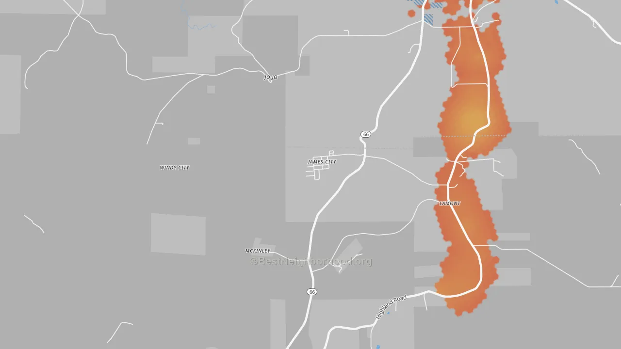 Bike Grade map of James City, PA