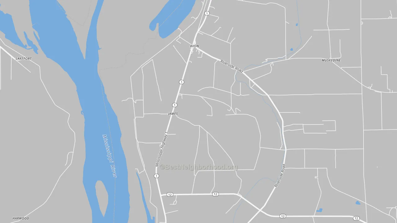 Bike Grade map of James, MS