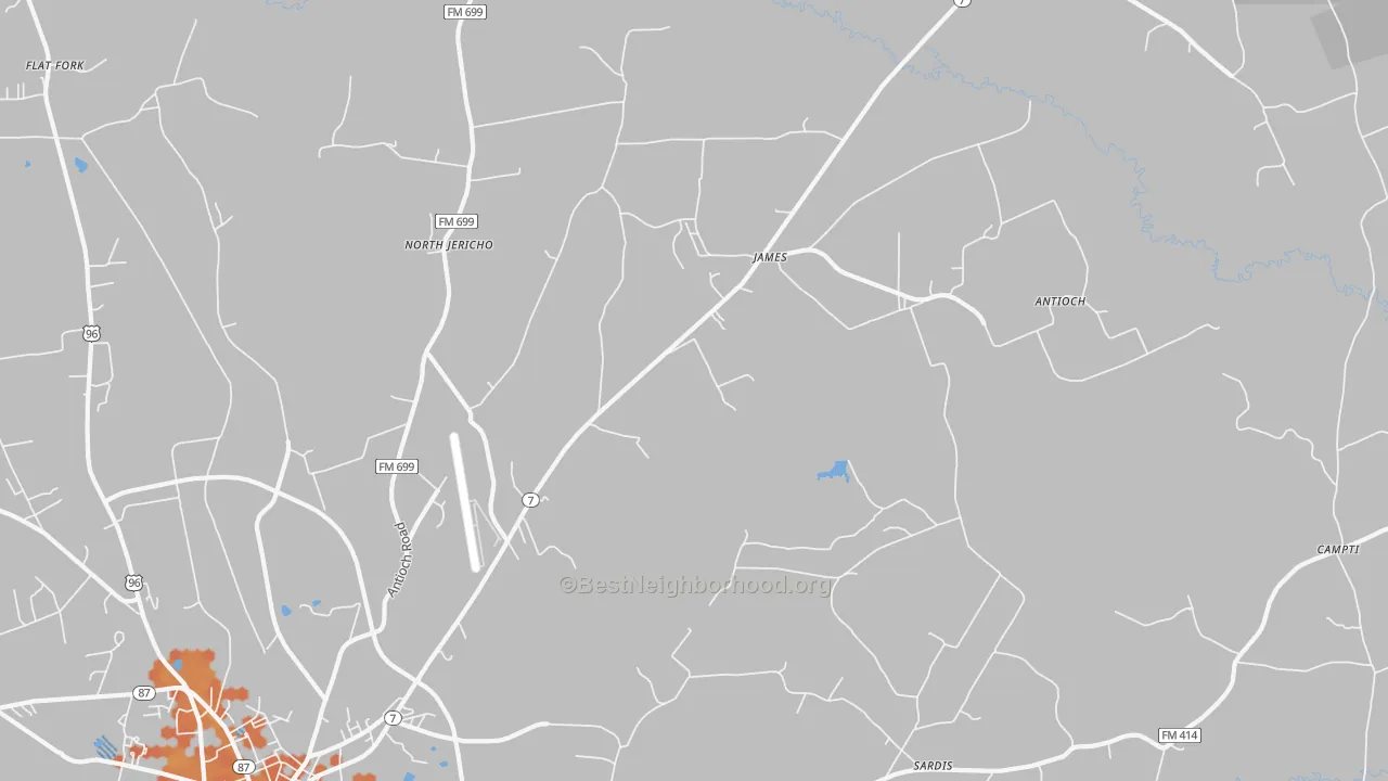 Bike Grade map of James, TX