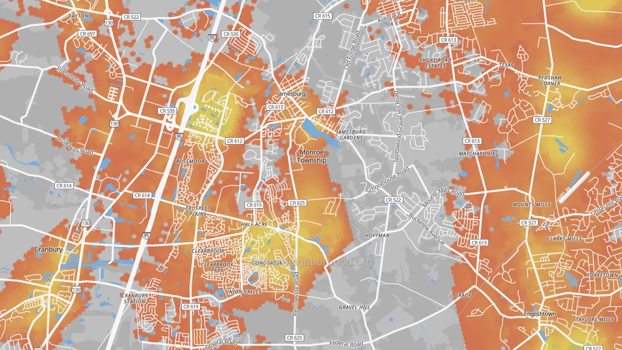 Bike Grade map of Jamesburg, NJ