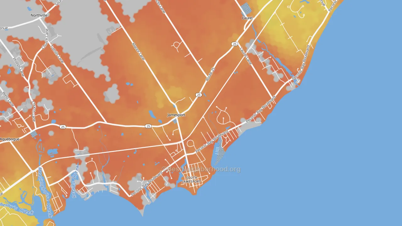 Bike Grade map of Jamesport, NY