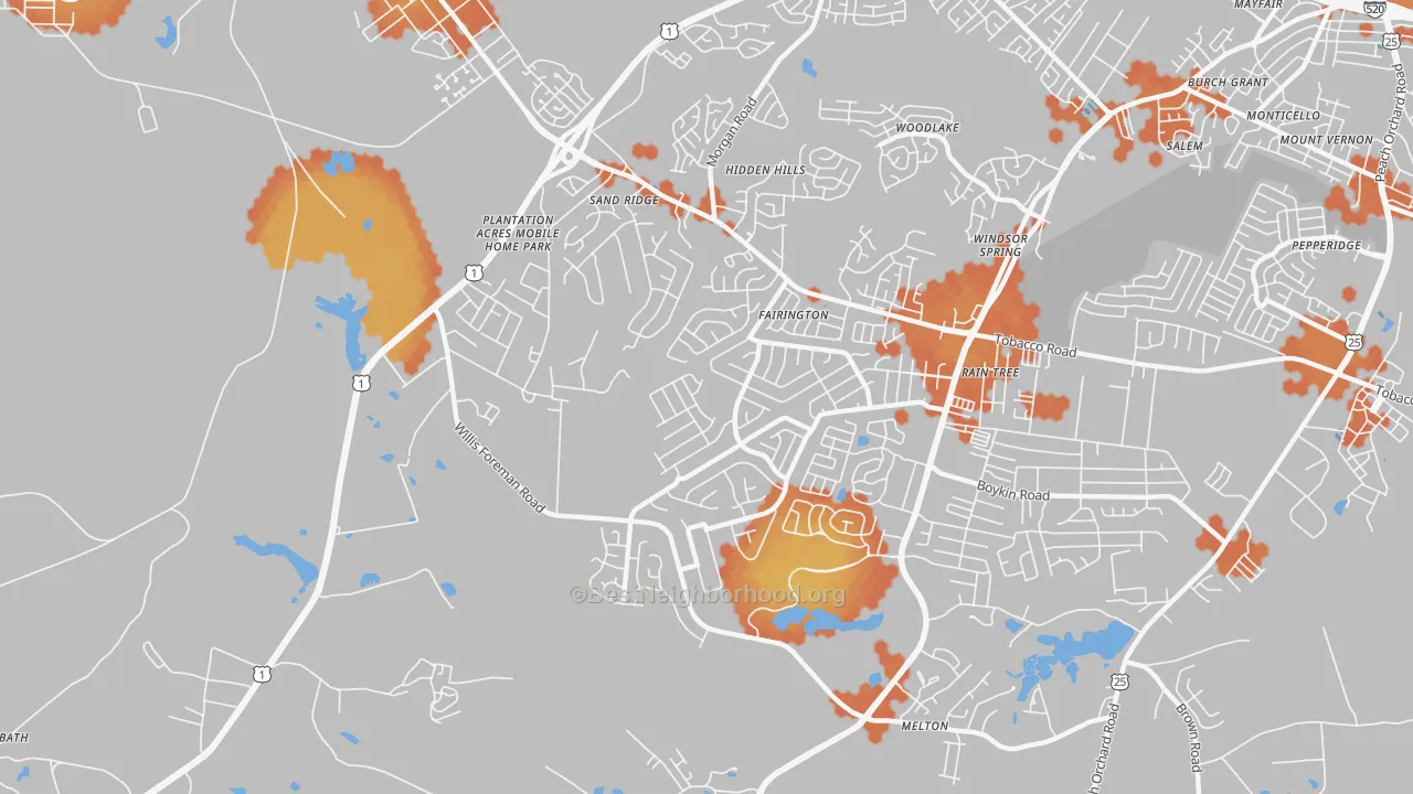 Bike Grade map of Jamestown, Hephzibah, GA