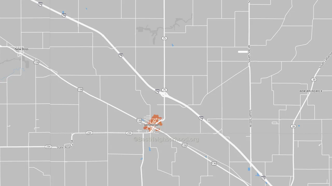 Bike Grade map of Jamestown, IN