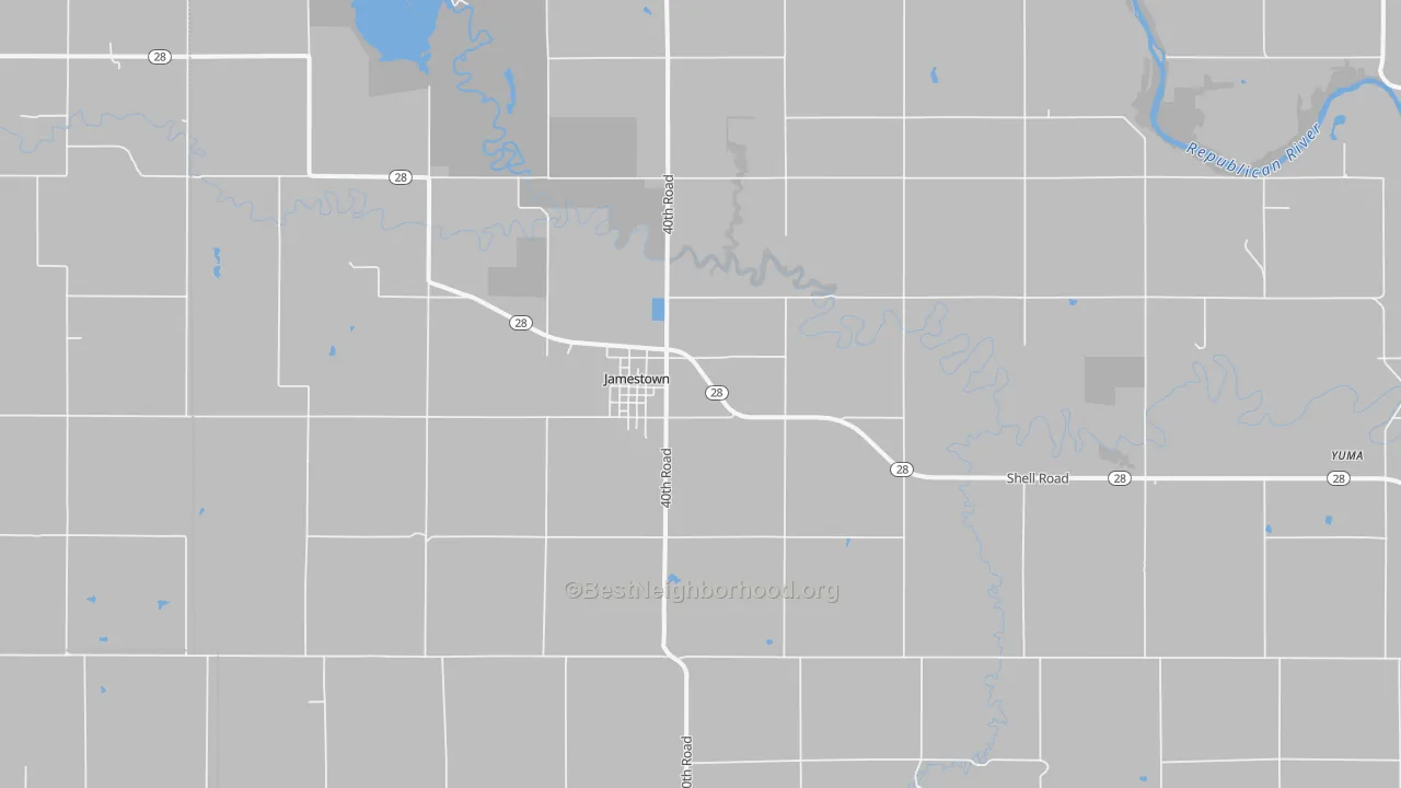 Bike Grade map of Jamestown, KS