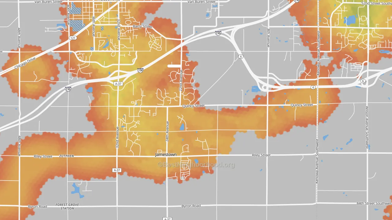 Bike Grade map of Jamestown, MI