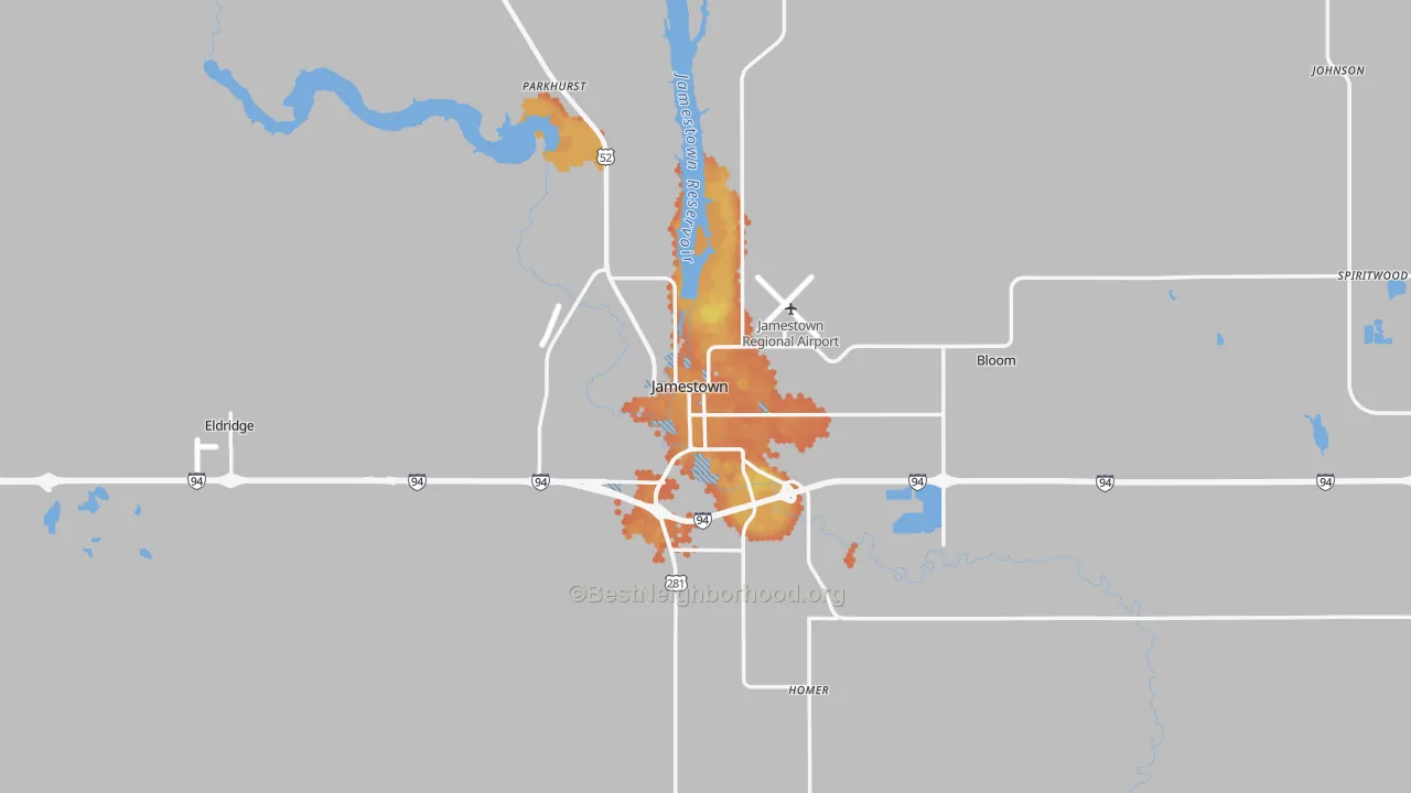 Bike Grade map of Jamestown, ND