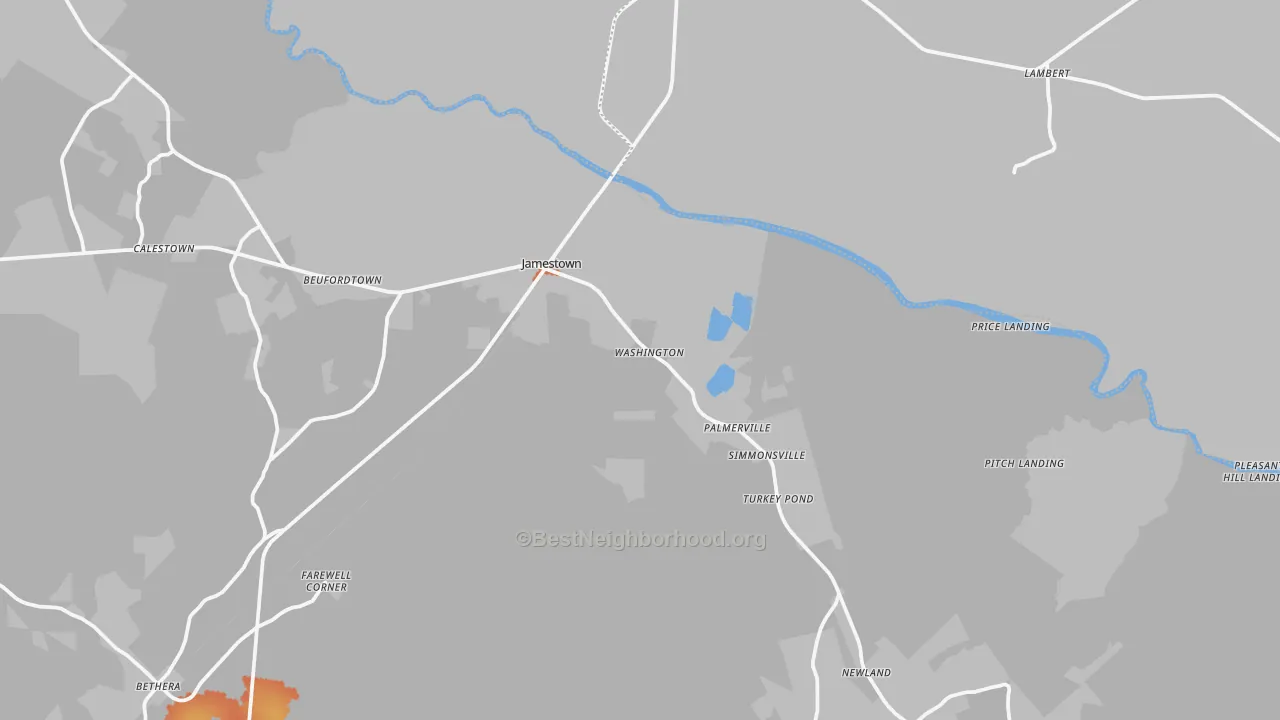 Bike Grade map of Jamestown, SC