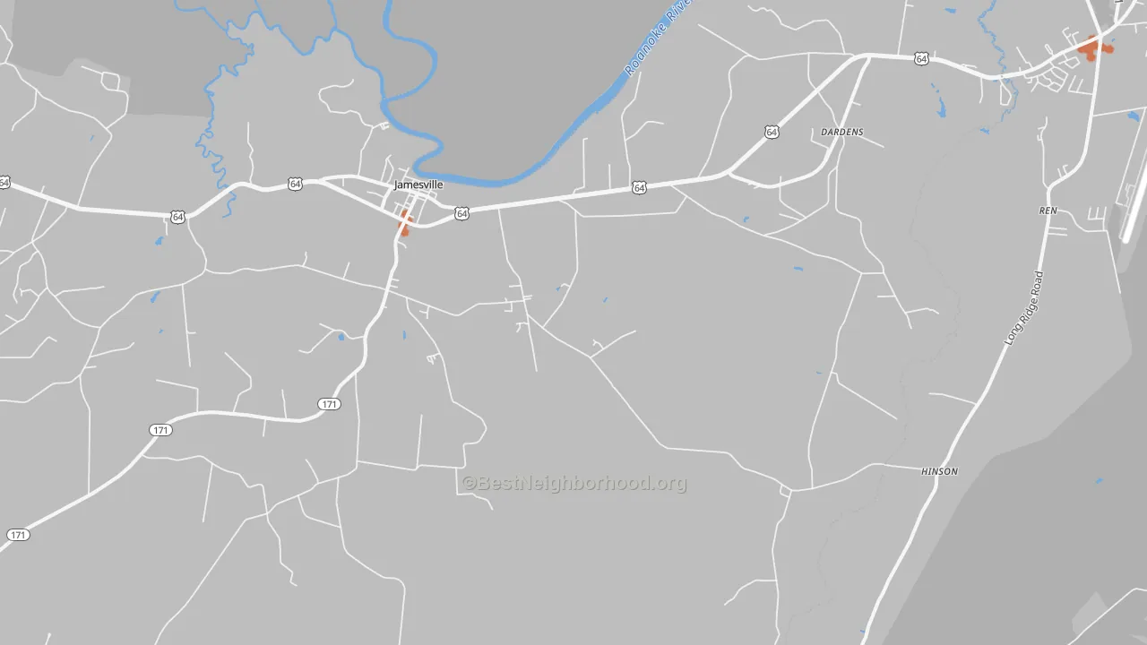 Bike Grade map of Jamesville, NC