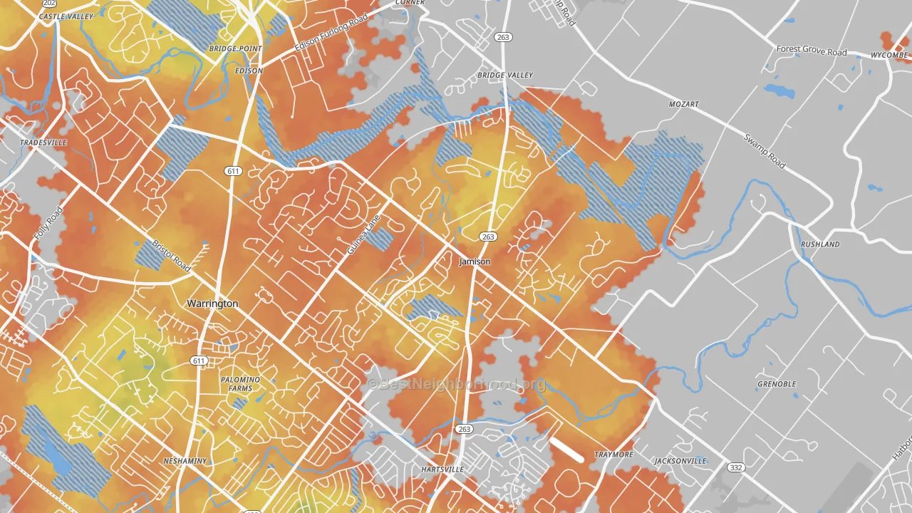 Bike Grade map of Jamison, PA