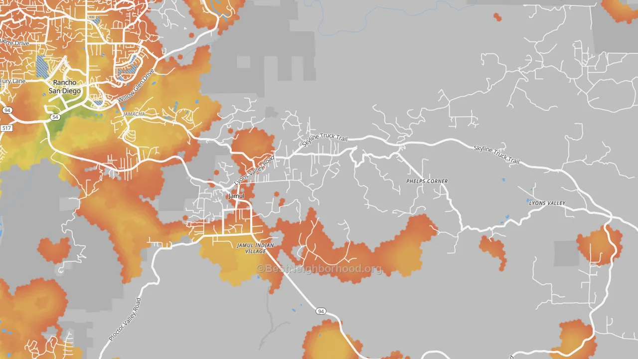 Bike Grade map of Jamul, CA