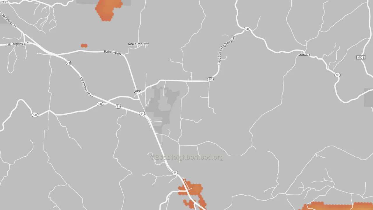 Bike Grade map of Jane, MO