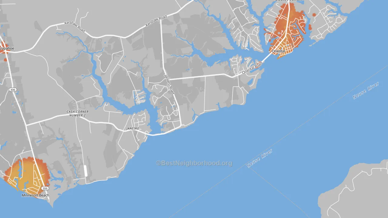 Bike Grade map of Janeiro, NC