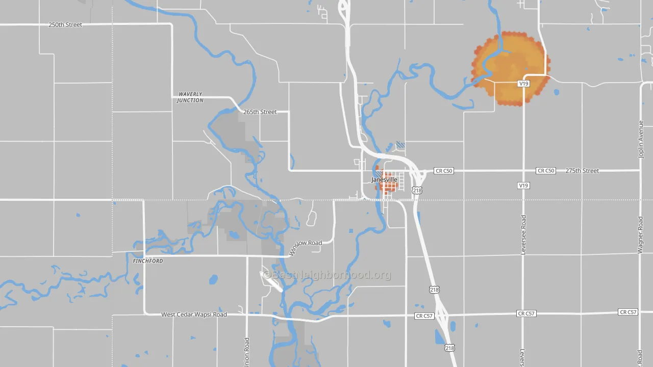 Bike Grade map of Janesville, IA