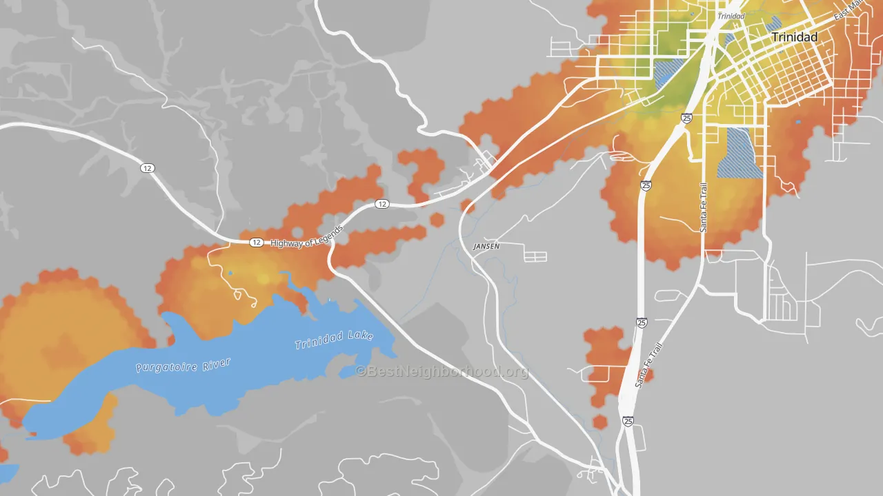 Bike Grade map of Jansen, CO