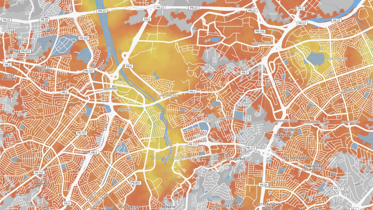 Bike Grade map of Jardines de Caparra, Bayamon, PR