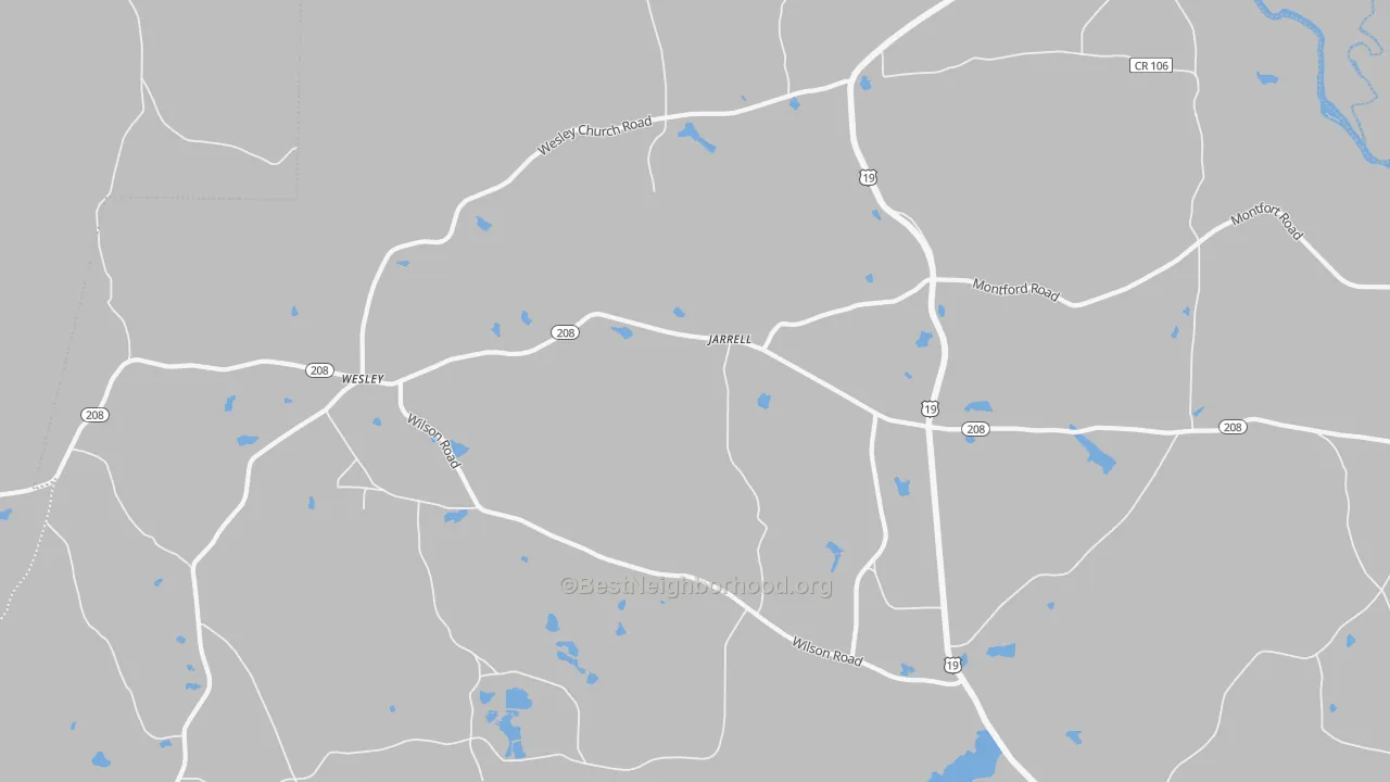 Bike Grade map of Jarrell, GA