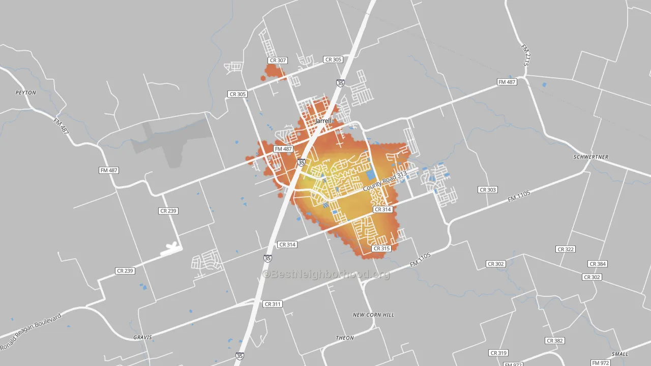 Bike Grade map of Jarrell, TX