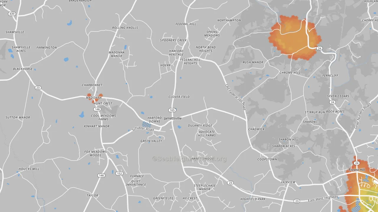 Bike Grade map of Jarrettsville, MD