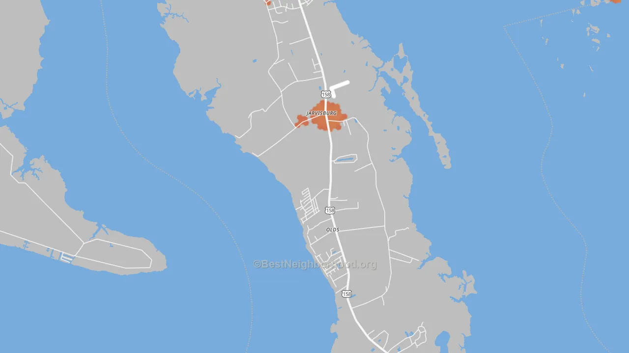 Bike Grade map of Jarvisburg, NC