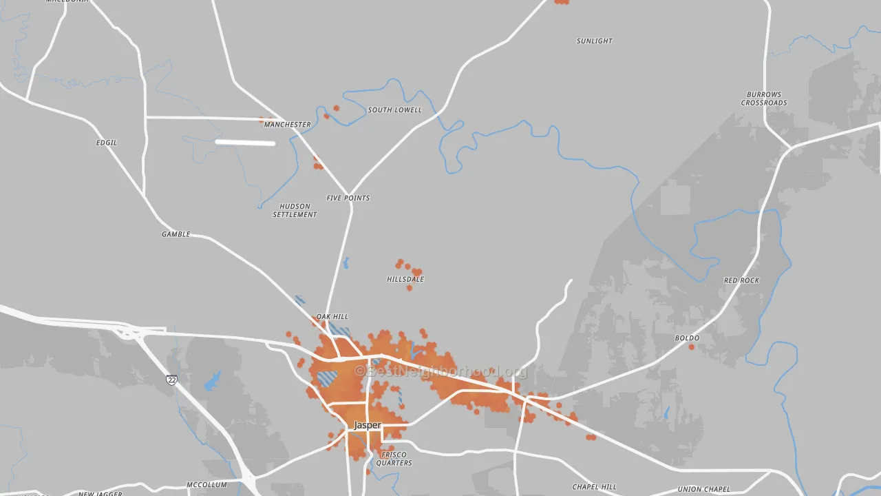 Bike Grade map of Jasper, AL