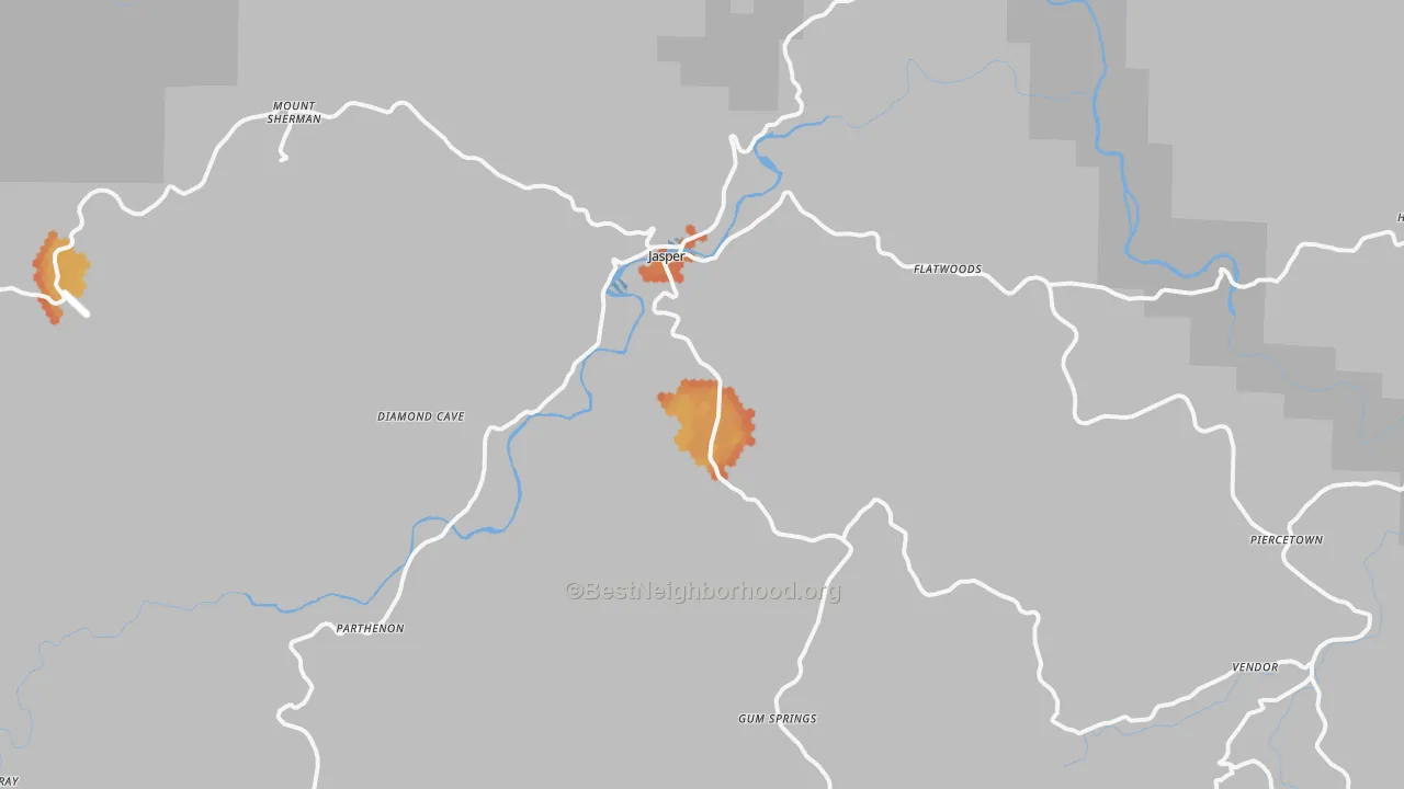 Bike Grade map of Jasper, AR