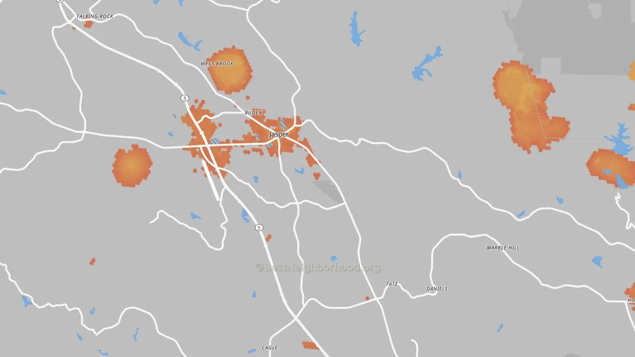Bike Grade map of Jasper, GA