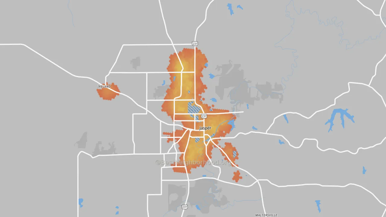 Bike Grade map of Jasper, IN