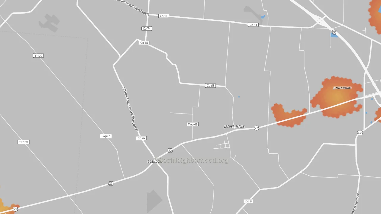 Bike Grade map of Jasper Mills, OH