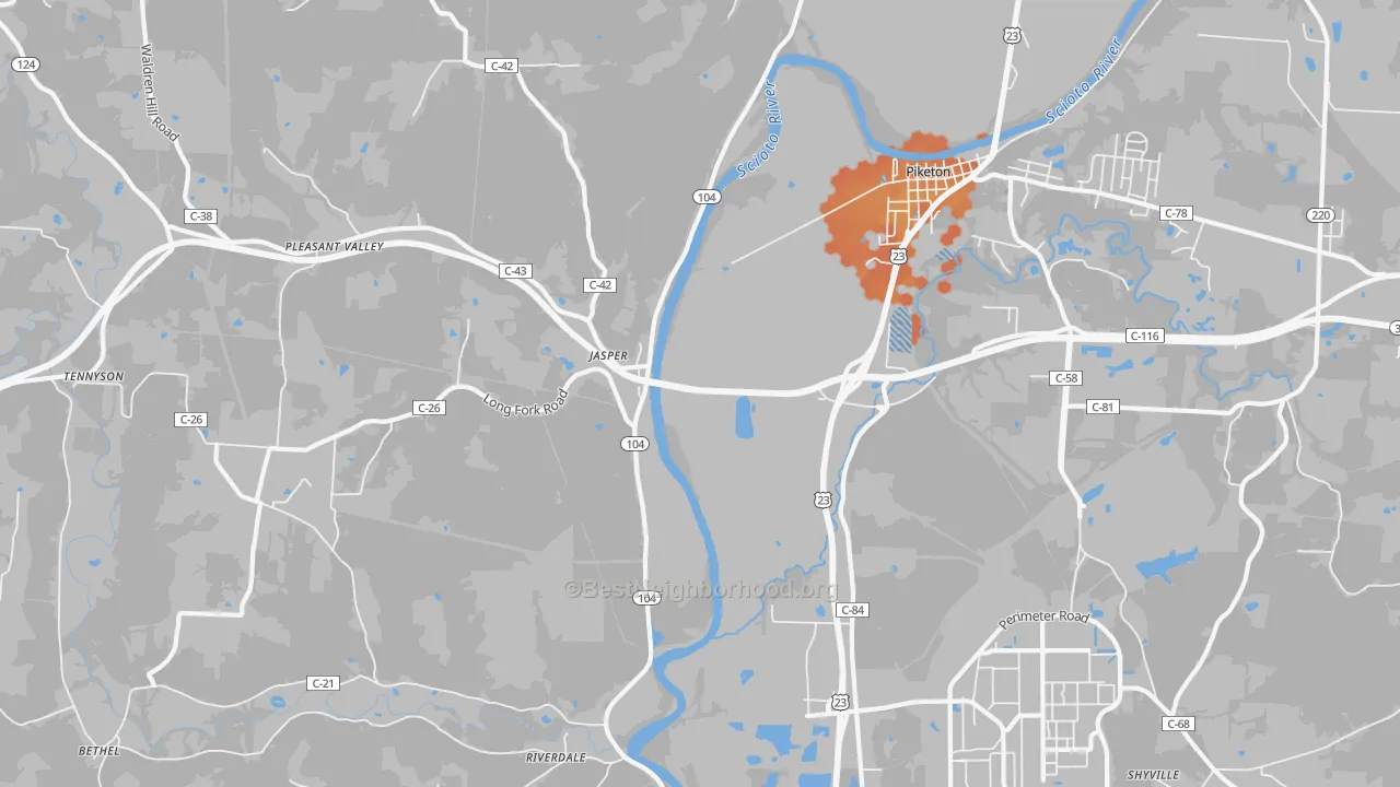 Bike Grade map of Jasper, OH