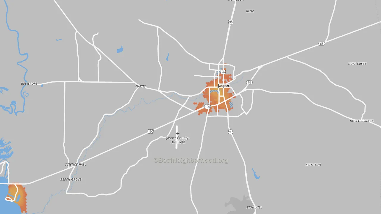 Bike Grade map of Jasper, TX