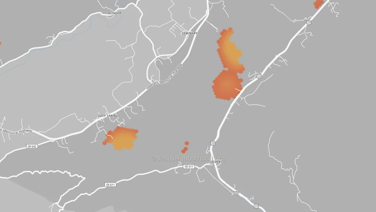 Bike Grade map of Jasper, VA