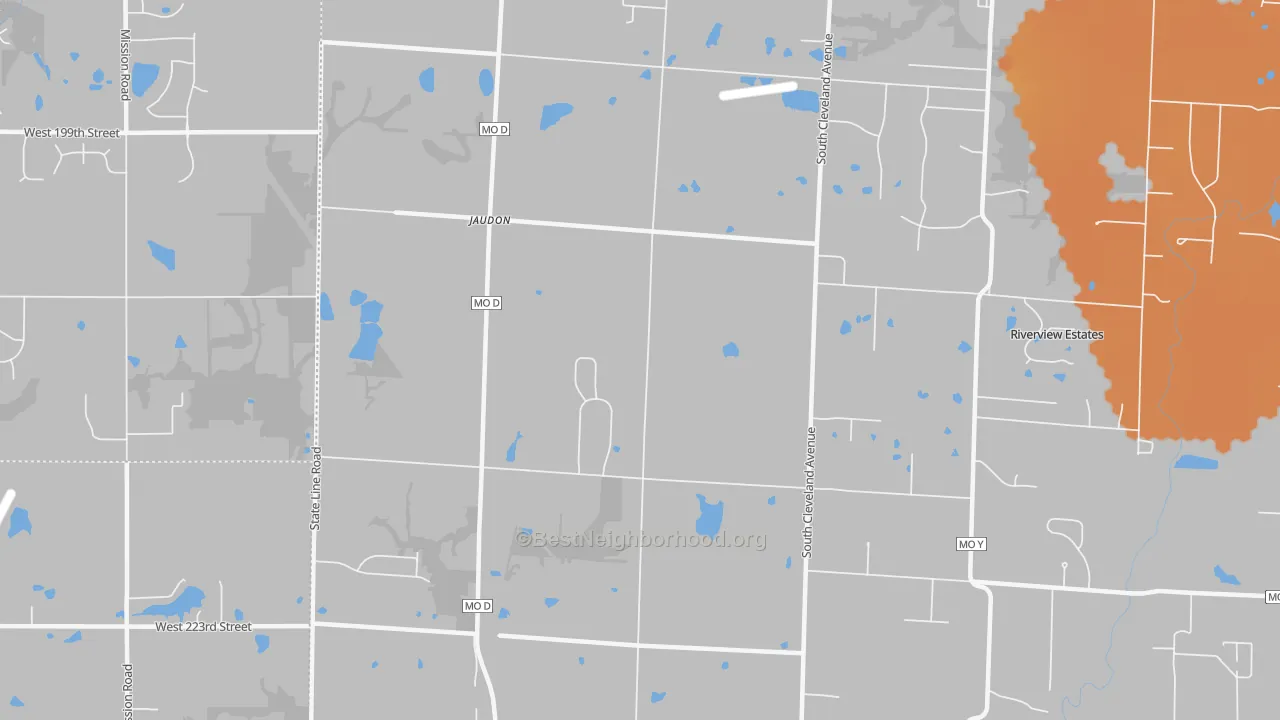 Bike Grade map of Jaudon, MO