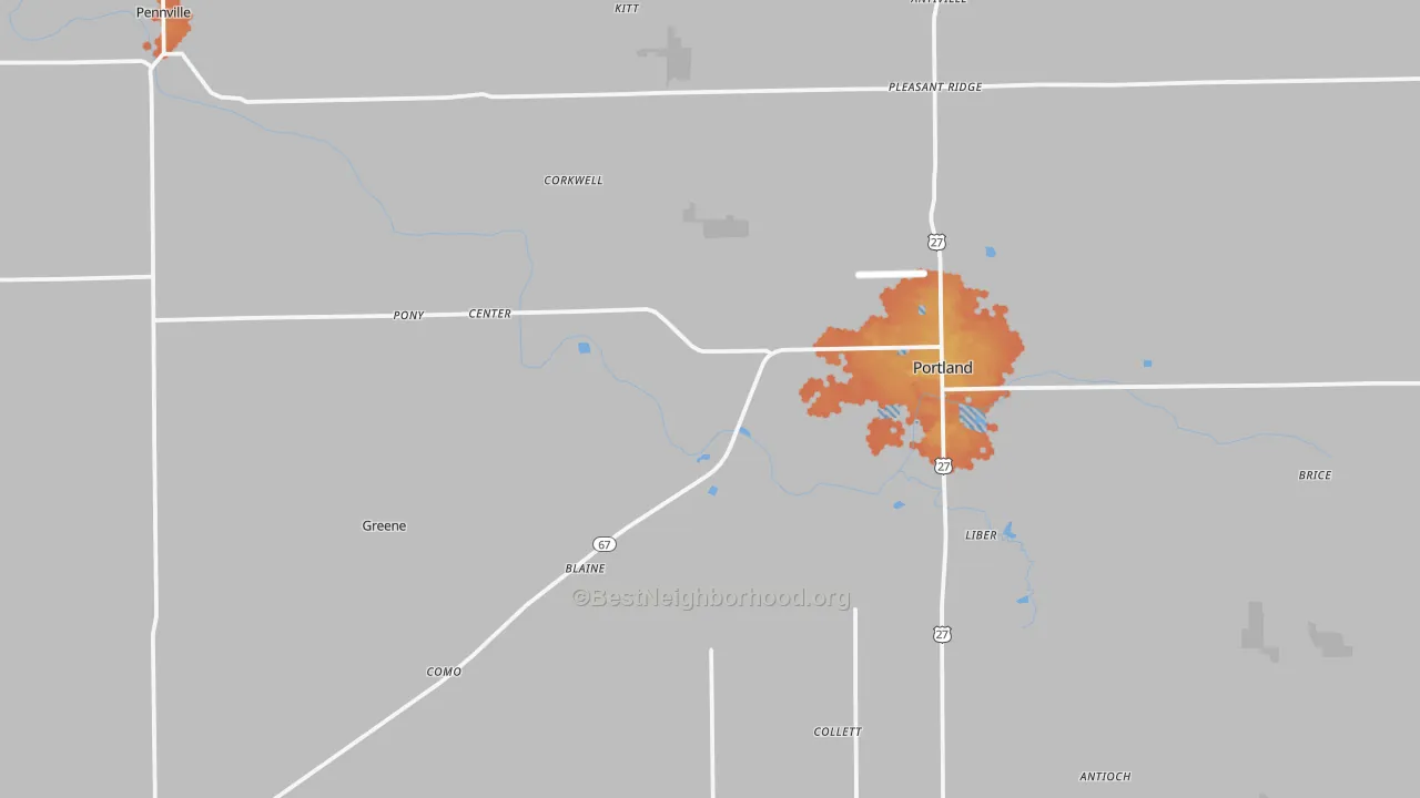 Bike Grade map of Jay County, IN