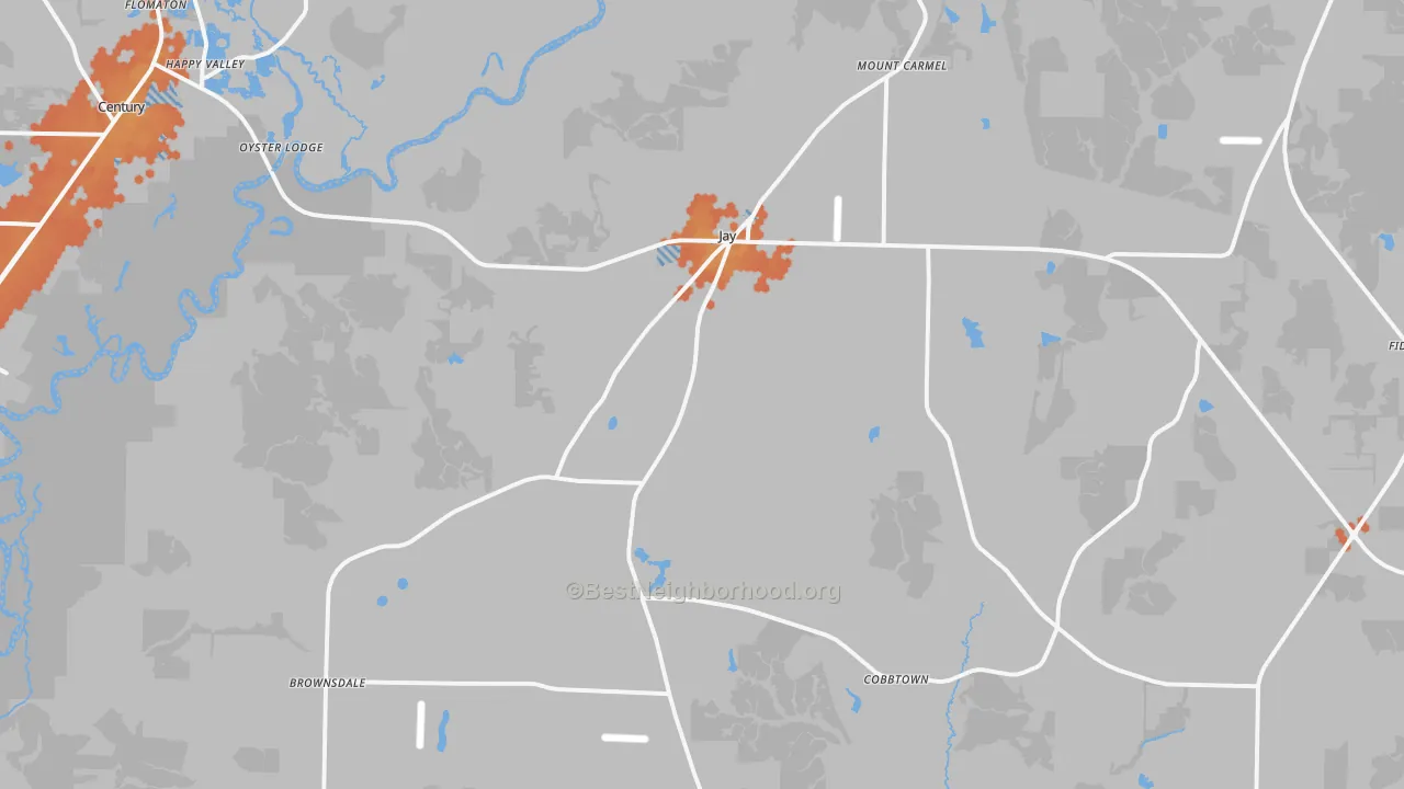 Bike Grade map of Jay, FL