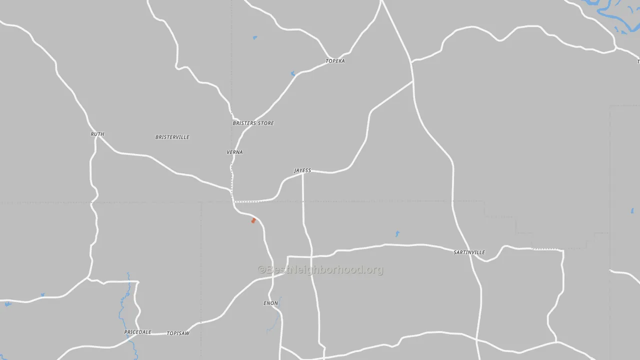 Bike Grade map of Jayess, MS